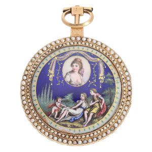 German very fine enamel painted virgule watch Circa 1810