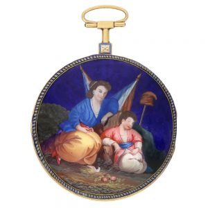 French 18 carat gold and enamel open faced verge Circa 1795