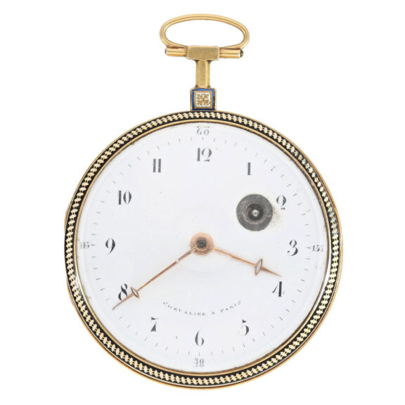 French 18 carat gold and enamel open faced verge Circa 1795 French 18 carat gold and enamel open faced verge Circa 1795