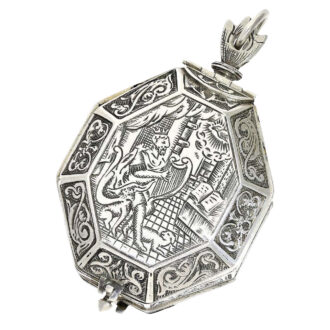 Decorative silver Renaissance style pendant watch Circa 1850