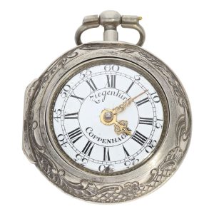 German-Danish silver pair cased repoussé verge Circa 1720