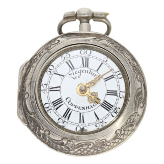 German-Danish silver pair cased repoussé verge Circa 1720