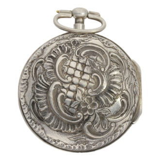 German-Danish silver pair cased repoussé verge Circa 1720 German-Danish silver pair cased repoussé verge Circa 1720