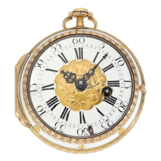 French rose gold and enamel verge pocket watch Circa 1750