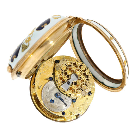 French rose gold and enamel verge pocket watch Circa 1750 French rose gold and enamel verge pocket watch Circa 1750