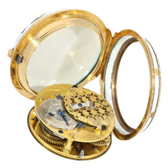 French rose gold and enamel verge pocket watch Circa 1750