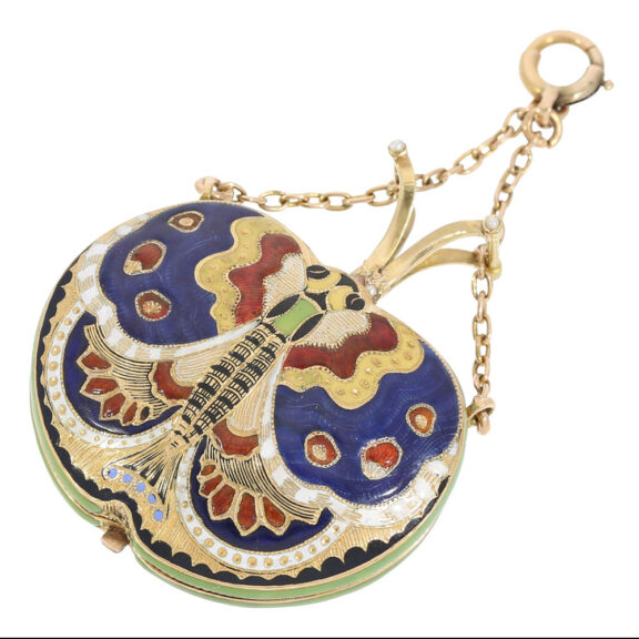 Swiss 18k gold and enamel butterfly form watch Circa1810 Swiss 18k gold and enamel butterfly form watch Circa1810
