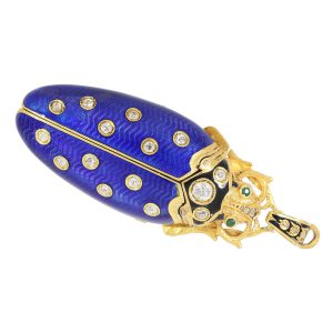 Swiss gold, enamel and diamond set scarab form watch Circa 1890