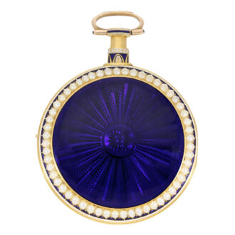 English 22 carat gold, enamel and pearl set duplex Circa 1798