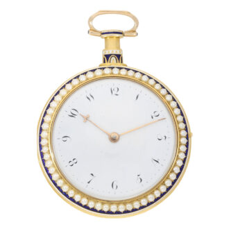 English 22 carat gold, enamel and pearl set duplex Circa 1798