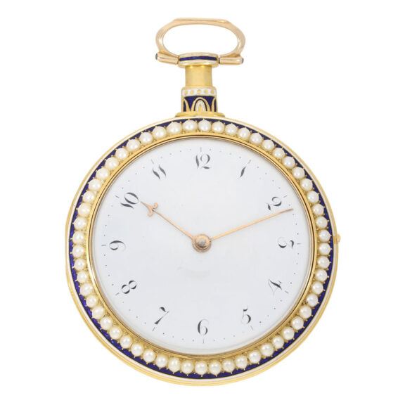 English 22 carat gold, enamel and pearl set duplex Circa 1798 English 22 carat gold, enamel and pearl set duplex Circa 1798