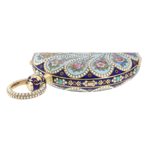 Swiss 18k gold, enamel and pearl set pocket watch Circa 1820 Swiss 18k gold, enamel and pearl set pocket watch Circa 1820