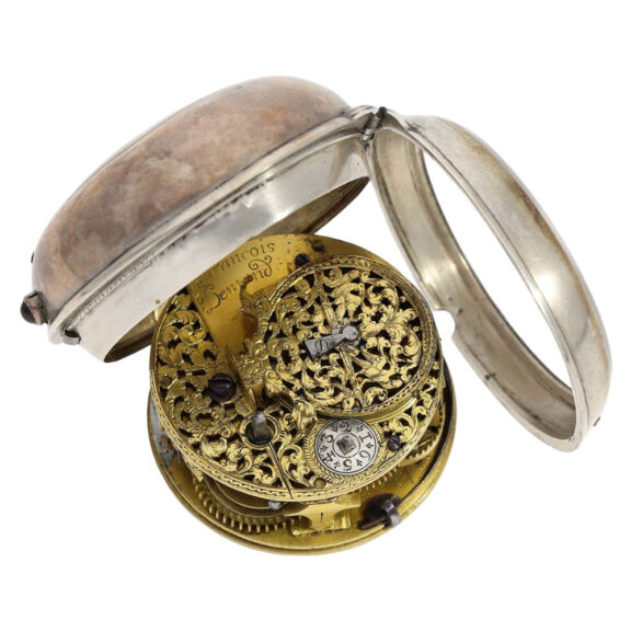 Interesting Swiss silver pair cased verge watch Circa 1690 Interesting Swiss silver pair cased verge watch Circa 1690