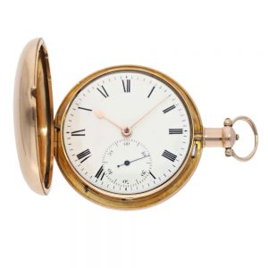 English hunting cased lever with stoppable seconds Circa 1810