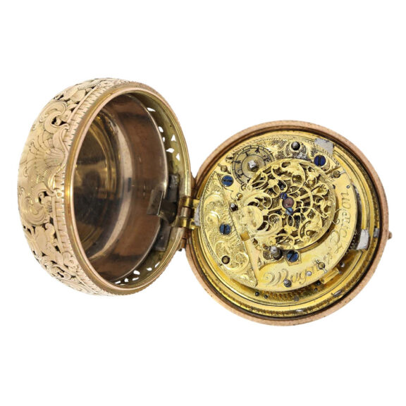 German half quarter repeating repoussé verge Circa 1740 German half quarter repeating repoussé verge Circa 1740