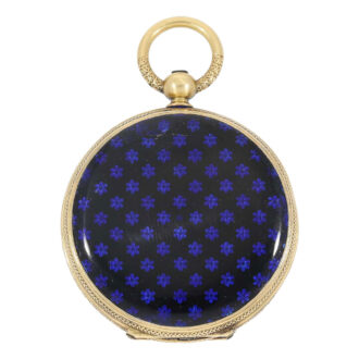 Swiss gold, enamel hunting cased lever with chain Circa 1867