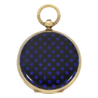 Swiss gold, enamel hunting cased lever with chain Circa 1867