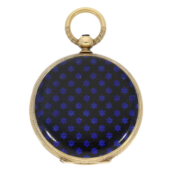 Swiss gold, enamel hunting cased lever with chain Circa 1867 Swiss gold, enamel hunting cased lever with chain Circa 1867