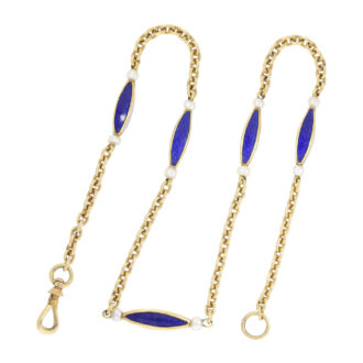 Swiss gold, enamel hunting cased lever with chain Circa 1867