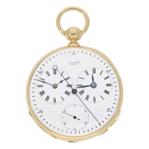 Swiss gold seconde morte lever with two time zone Circa 1850 Swiss gold seconde morte lever with two time zone Circa 1850