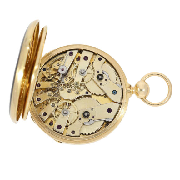 Swiss gold seconde morte lever with two time zone Circa 1850 Swiss gold seconde morte lever with two time zone Circa 1850