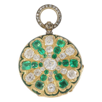 Gold and enamel pendant watch set with jewels Circa 1850