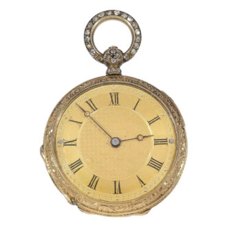 Gold and enamel pendant watch set with jewels Circa 1850