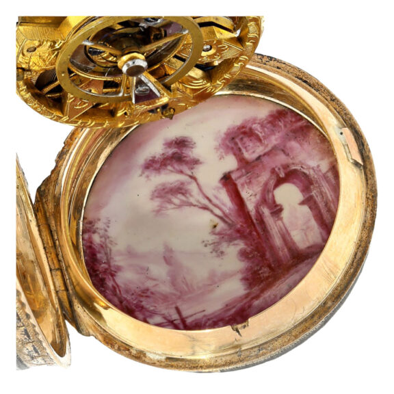 French gold verge with skeletonized movement Circa 1765 French gold verge with skeletonized movement Circa 1765