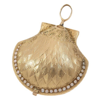 Rare French gold and pearl set shell shaped verge Circa 1800