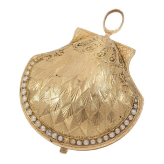Rare French gold and pearl set shell shaped verge Circa 1800
