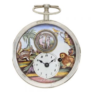 French silver open faced verge with automaton Circa 1800