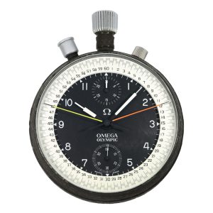 Swiss black coated lever split seconds chronograph Circa 1965