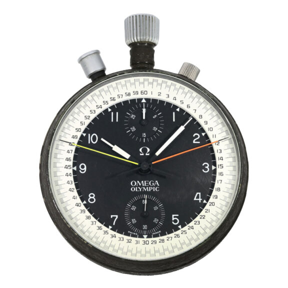 Swiss black coated lever split seconds chronograph Circa 1965
