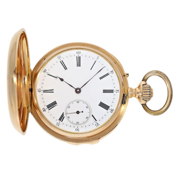 Swiss rose gold hunting cased min repeating lever Circa 1895