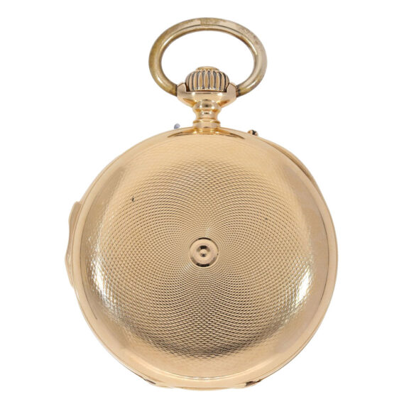 Swiss rose gold hunting cased min repeating lever Circa 1895 Swiss rose gold hunting cased min repeating lever Circa 1895