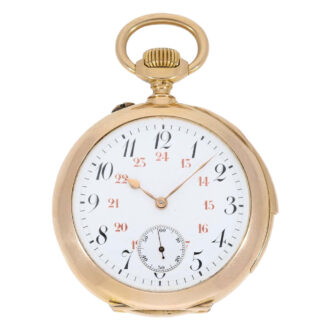 Swiss rose gold open faced minute repeating lever Circa 1900