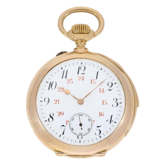 Swiss rose gold open faced minute repeating lever Circa 1900