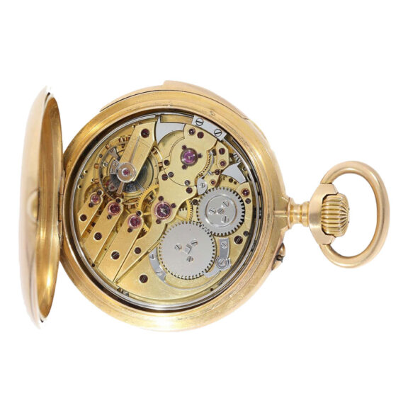 Swiss rose gold open faced minute repeating lever Circa 1900 Swiss rose gold open faced minute repeating lever Circa 1900