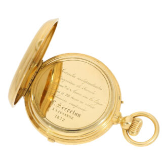 Technically interesting Swiss gold chronograph Circa 1872