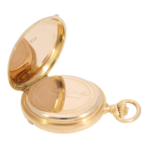 Swiss gold open faced chronograph pocket watch Circa 1888 Swiss gold open faced chronograph pocket watch Circa 1888