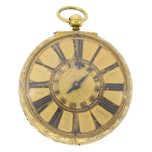 Early English open faced pendant watch with alarm Circa 1685