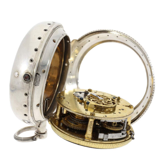 Italian silver repeating coach watch with alarm Circa 1780 Italian silver repeating coach watch with alarm Circa 1780