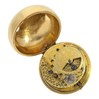 English gold repoussé verge with jumping hour Circa 1690