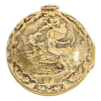 English gold repoussé verge with jumping hour Circa 1690