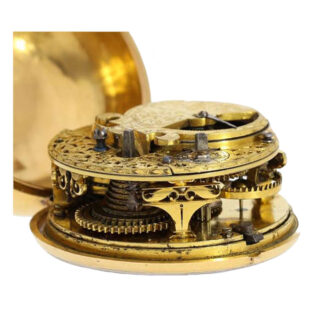 English gold repoussé verge with jumping hour Circa 1690