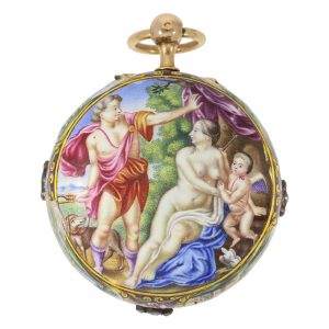 Exceptional English 20 carat gold and enamel verge Circa 1710