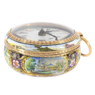 Exceptional English 20 carat gold and enamel verge Circa 1710