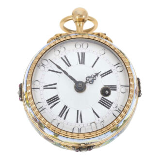Exceptional English 20 carat gold and enamel verge Circa 1710