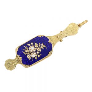 Important Swiss gold, enamel and pearl set lorgnon Circa 1850