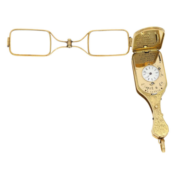 Important Swiss gold, enamel and pearl set lorgnon Circa 1850 Important Swiss gold, enamel and pearl set lorgnon Circa 1850